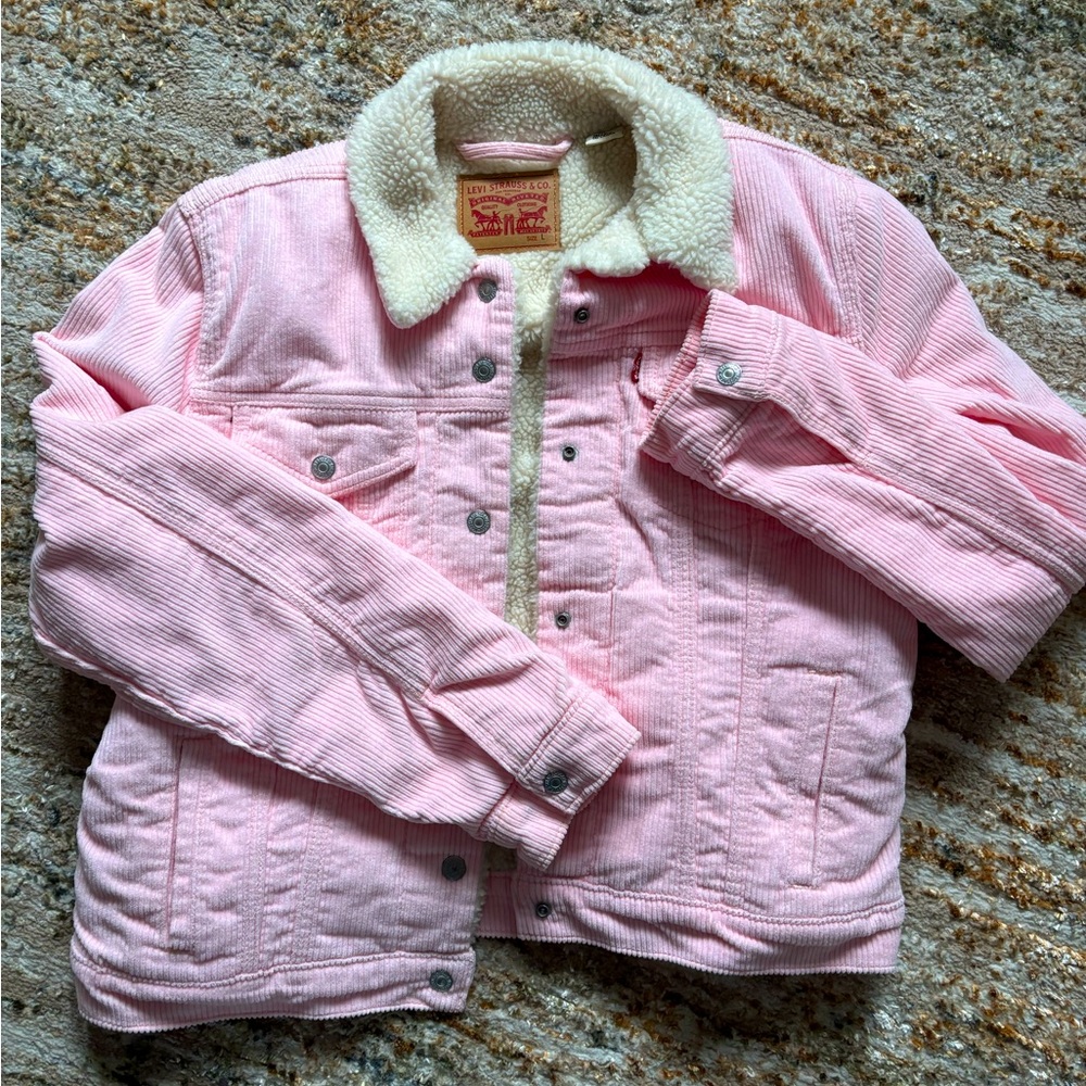 LEVIS PINK 🌸 CORDUROY ORIGINAL SHERPA TRUCKER JACKET